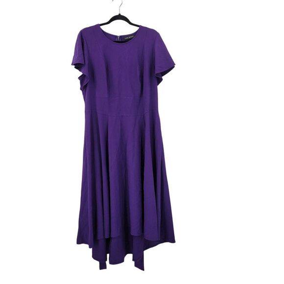 Lane Bryant Flutter-Sleeve High-Low Midi Lena Dress Sz 16 Purple Tie Waist - Picture 9 of 9